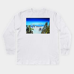 Close to the Edge Fantasy Print Mountain Lake Surreal Art Kids Long Sleeve T-Shirt